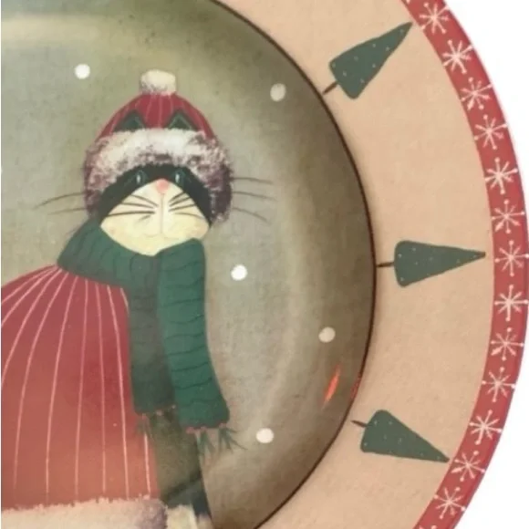 Oneida / Holiday Cats / Mix of 4 Stoneware Salad/ Dessert Plates in box - Picture 6 of 14